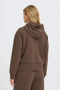 FRANSA Priya Full Zip Hooded Top - Brown