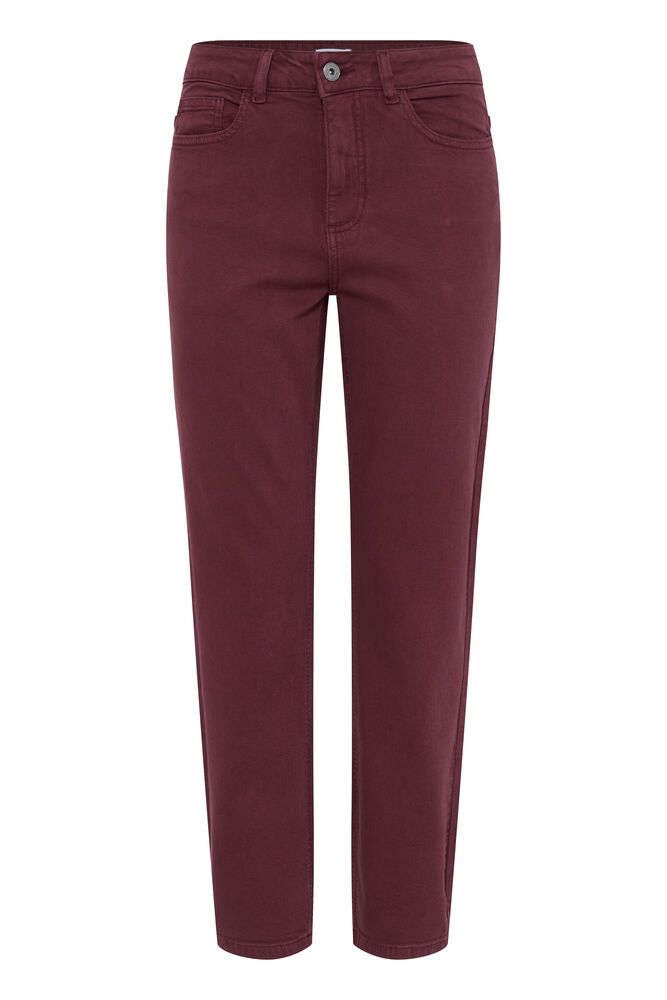 ICHI Ziggy Raven Cropped Jeans  - Burgundy