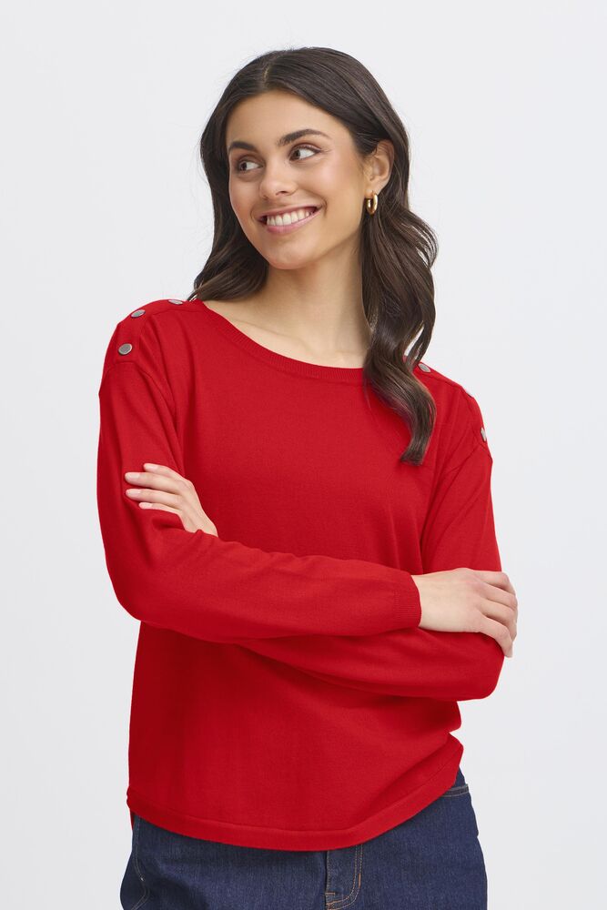FRANSA Zubasic Round Neck Jumper - Red