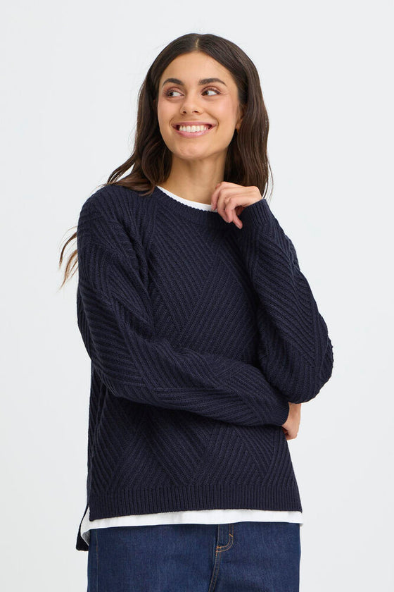 FRANSA Crew Neck Jumper - Navy