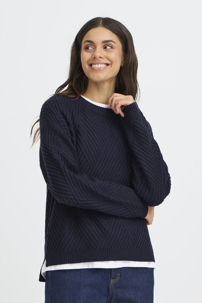 FRANSA Crew Neck Jumper - Navy