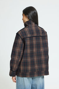 ICHI Cronto Jacket - Dark Navy Check