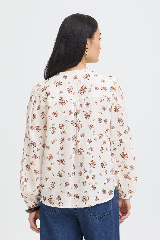 FRANSA Kalia Floral Blouse - White