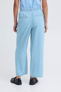 ICHI Barcy Carrot Leg Pants - Light Blue