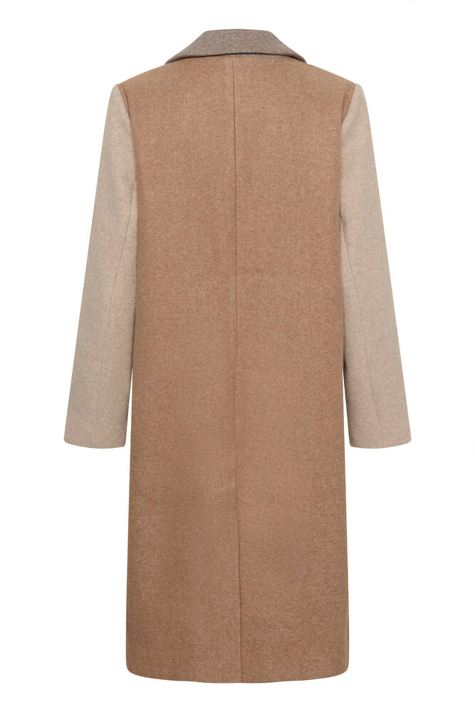 CULTURE Rivala Palona Colour-block Long Coat - Dune