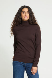 ICHI Luls Turtleneck Jumper - Brown