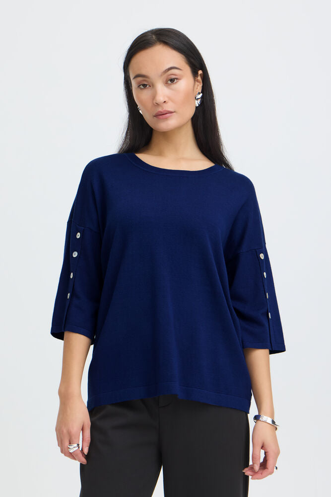 FRANSA Besmock 1/2 Sleeve Pullover - Navy