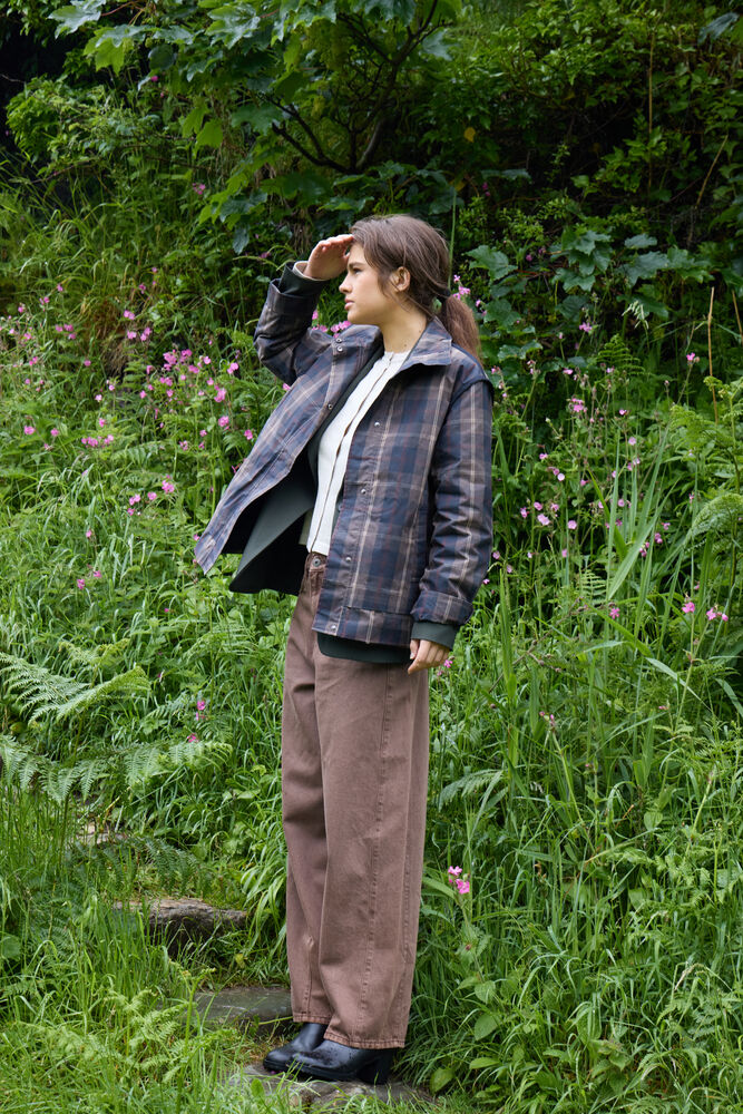 ICHI Cronto Jacket - Dark Navy Check