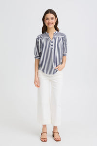 FRANSA Donnie Striped Blouse - Navy