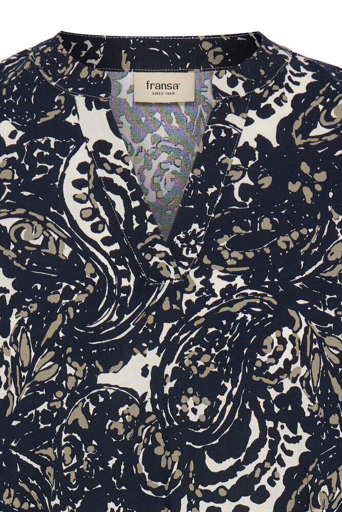 FRANSA Flowa Blouse - Navy Print