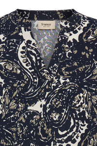 FRANSA Flowa Blouse - Navy Print