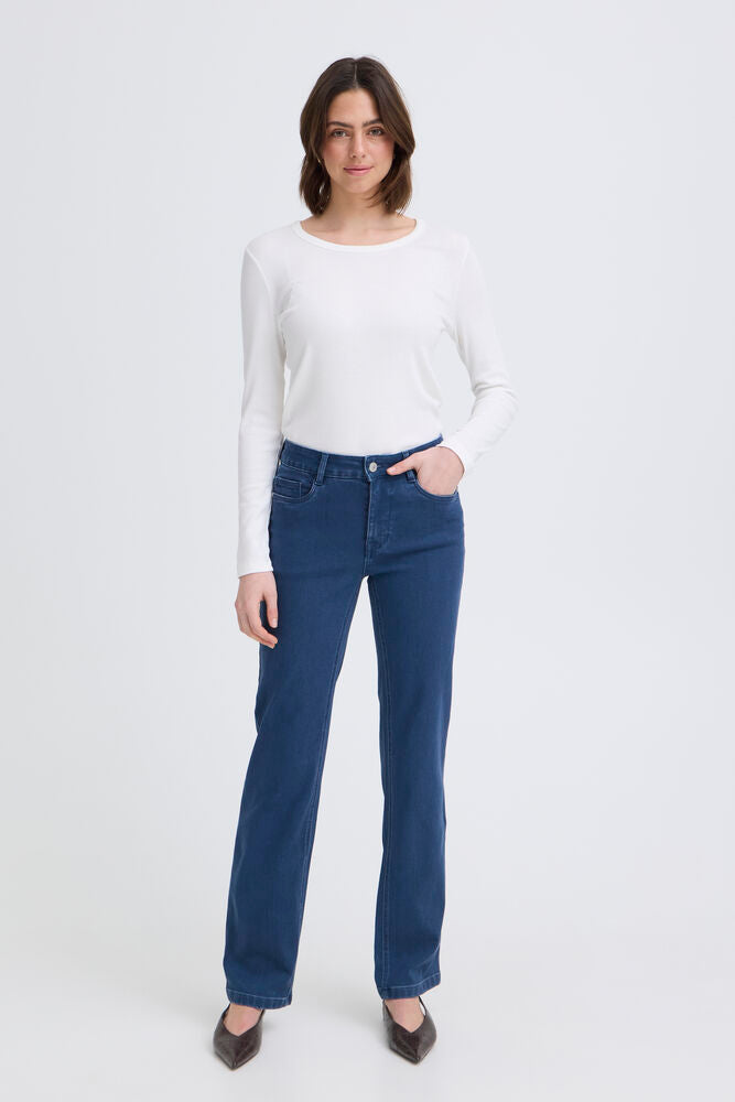 FRANSA Luxe Straight Jeans - Mid Blue
