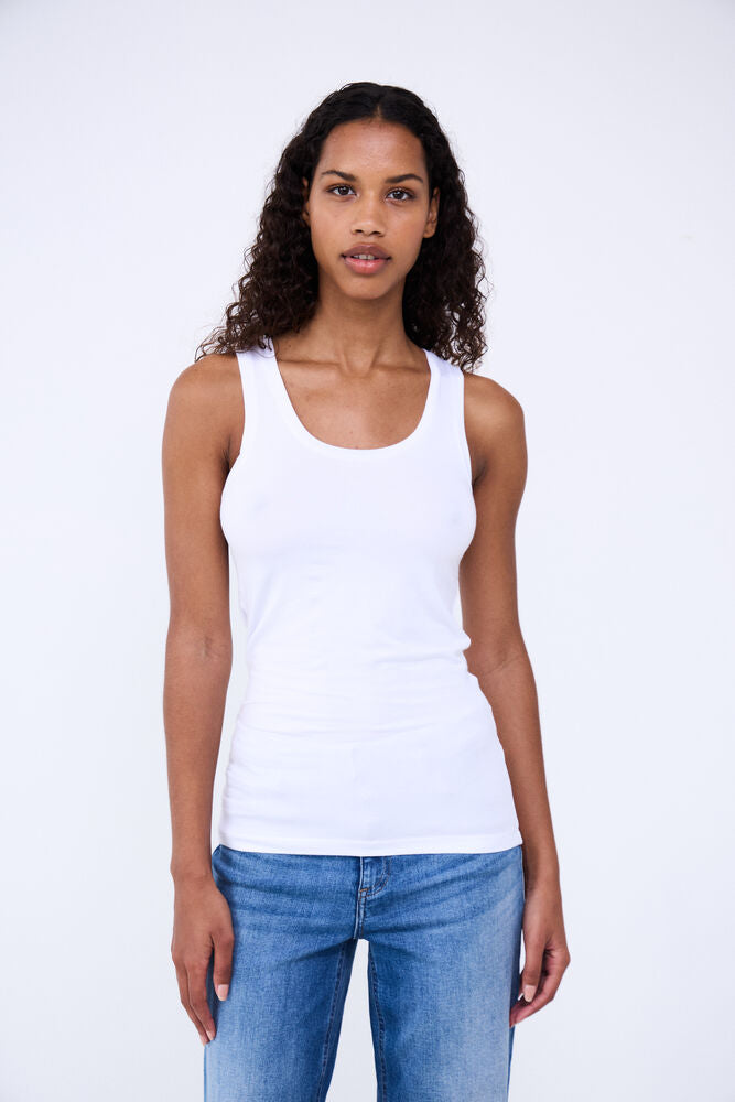 ICHI Zola Plain Tank Top - White