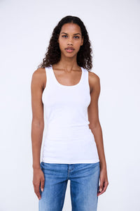 ICHI Zola Plain Tank Top - White