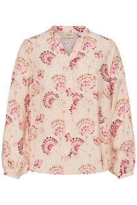 FRANSA Kalia Floral V-Neck Blouse - Pink Print