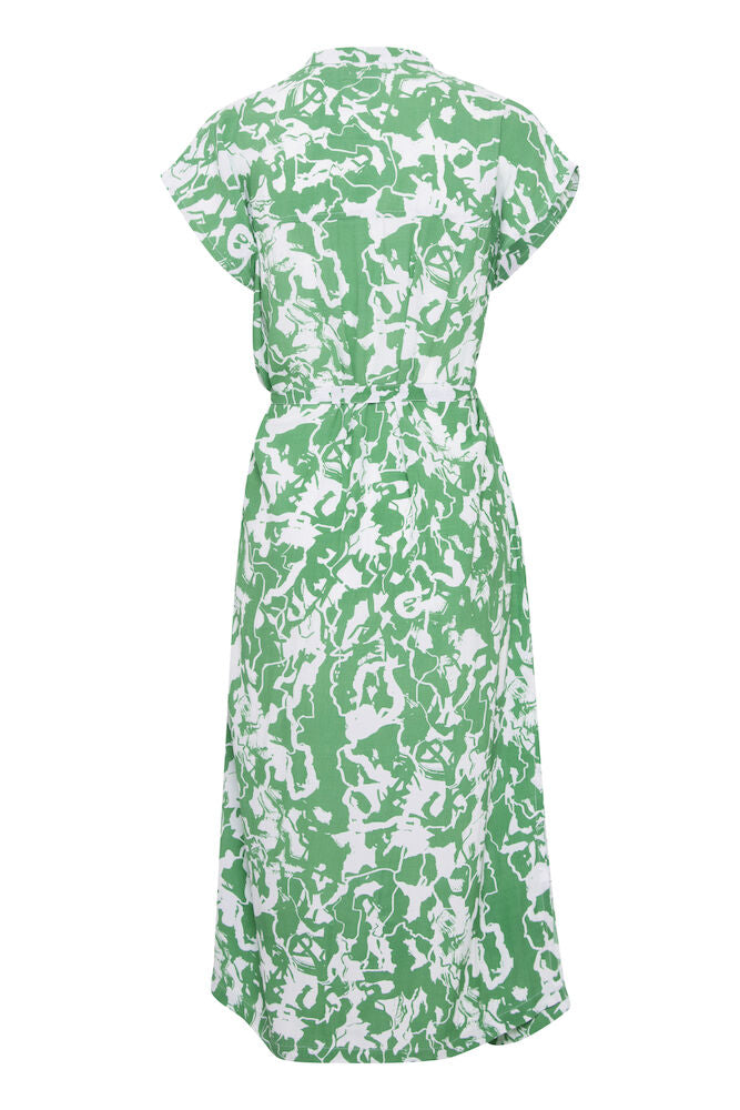 ICHI Regine Floral Dress - Green Print