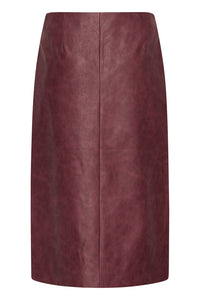 ICHI Kanira Coated Skirt - Burgundy