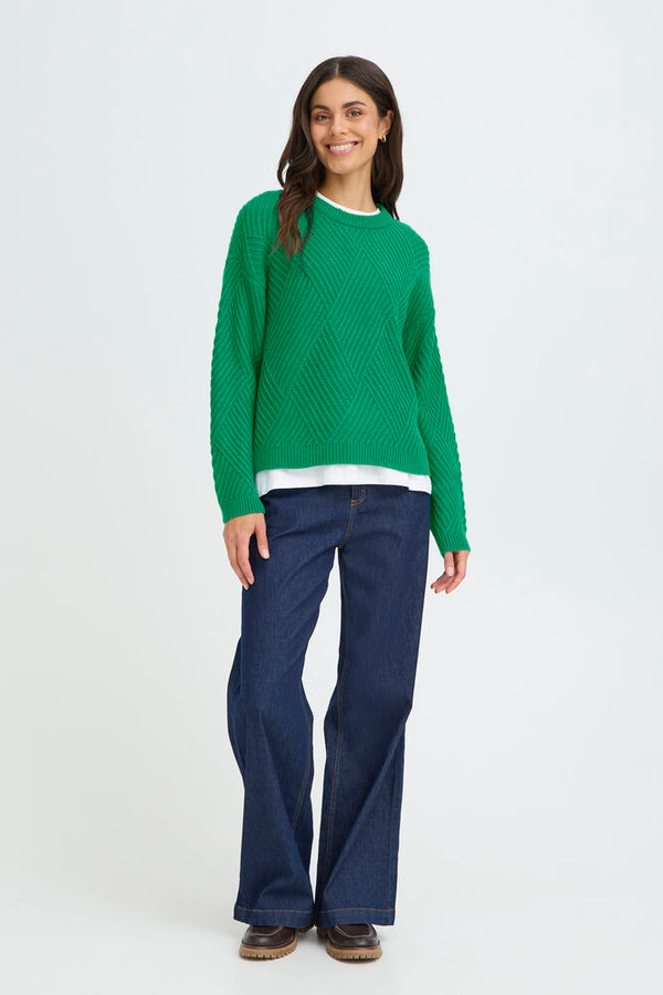 FRANSA Crew Neck Jumper - Green