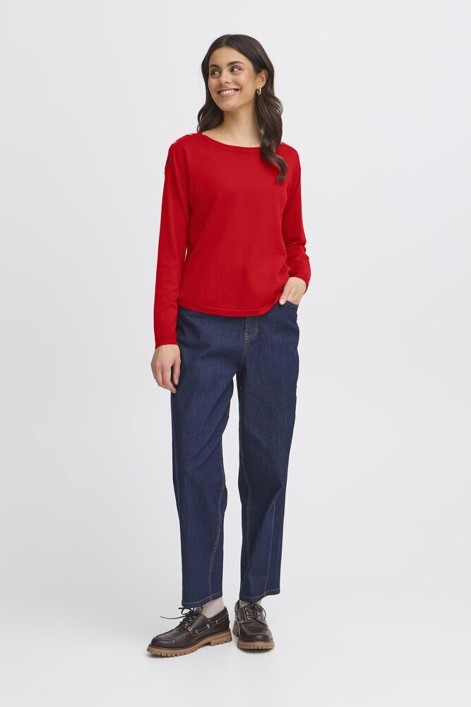 FRANSA Zubasic Round Neck Jumper - Red