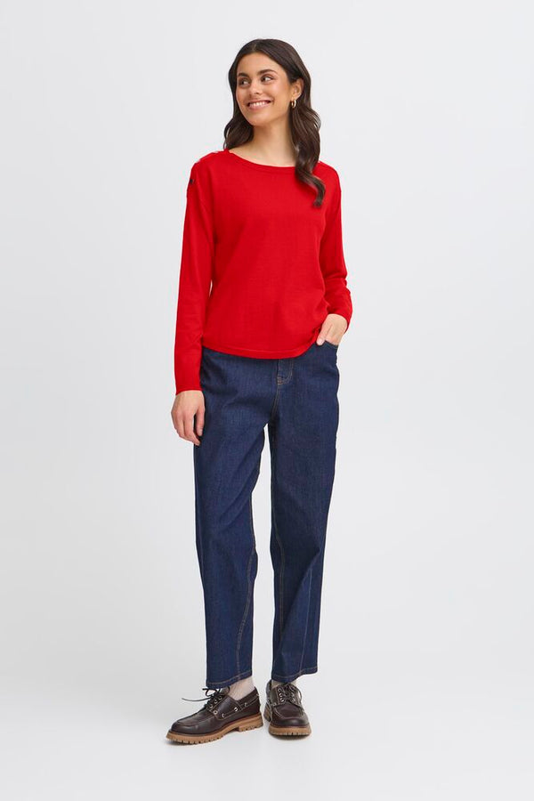 FRANSA Zubasic Round Neck Jumper - Red