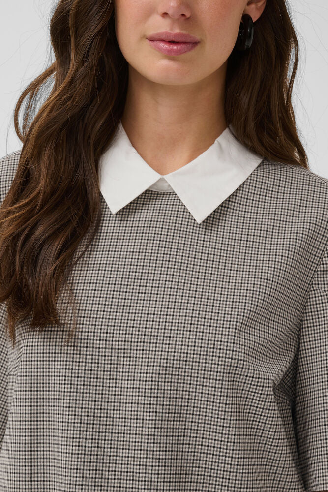 CULTURE Cathlin Check Short Dress - Grey