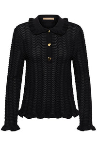 CULTURE Heart Long Sleeve Knit Top - Black