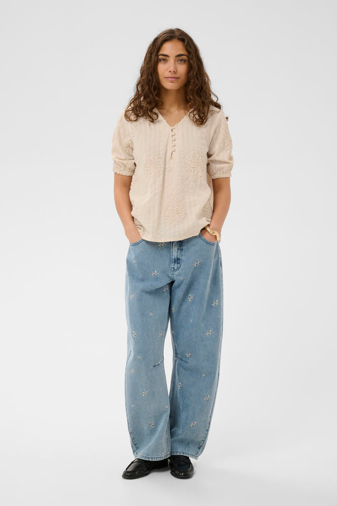 CULTURE Lelau Textured Blouse - Natural