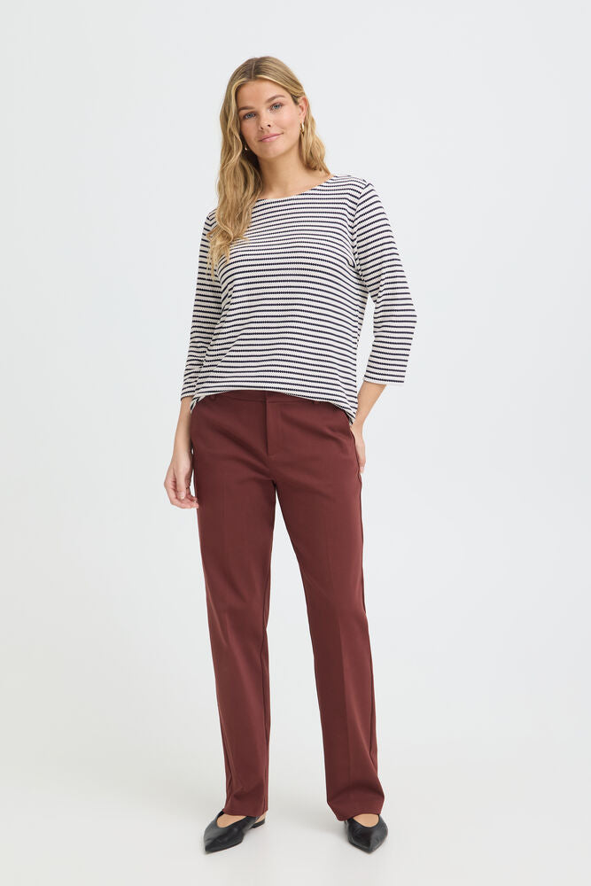 FRANSA Jade Striped 3/4 Sleeve Top - Navy
