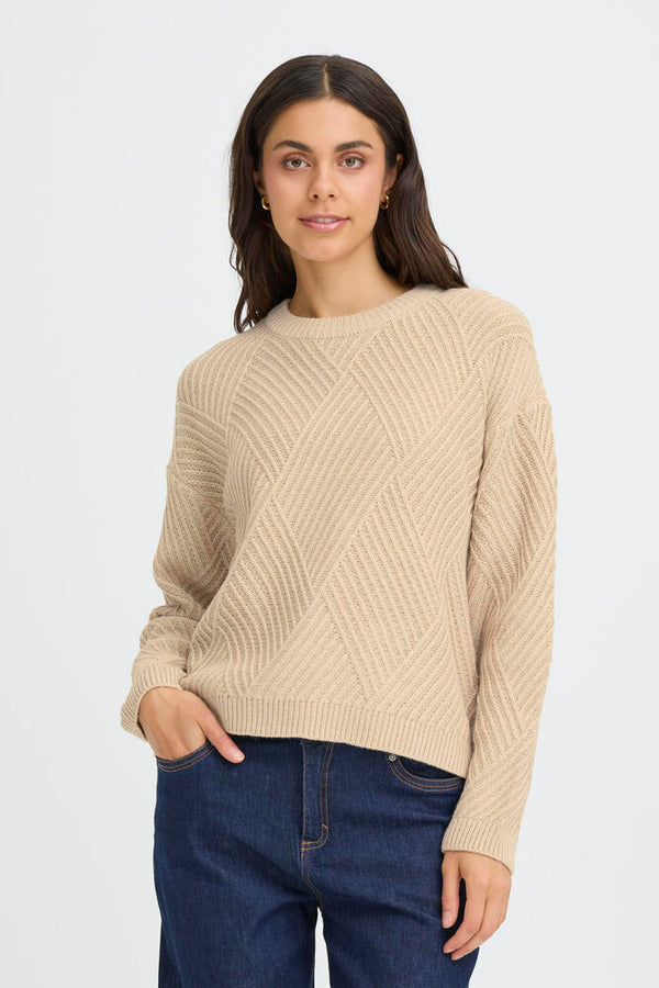 FRANSA Crew Neck Jumper - Tan