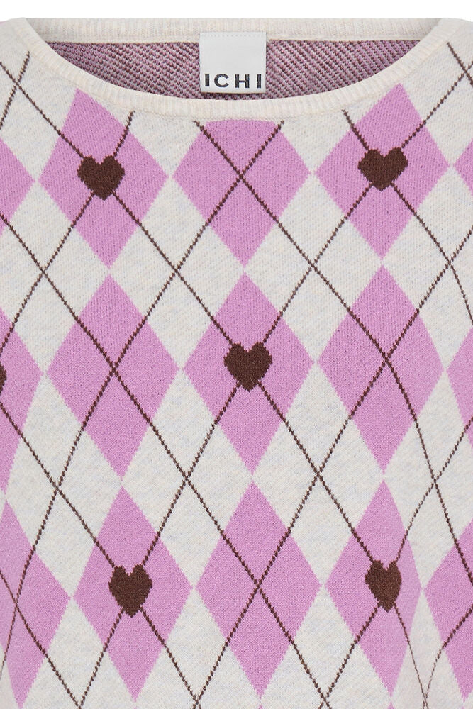 ICHI Brielle Jumper - Pink Argyle