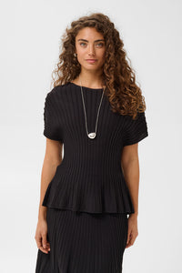 CULTURE Cap Sleeve Knit Top - Black
