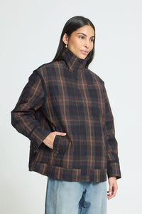 ICHI Cronto Jacket - Dark Navy Check