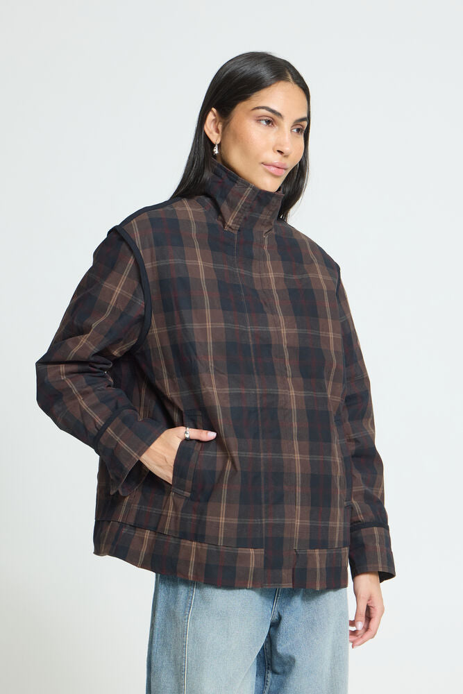 ICHI Cronto Jacket - Dark Navy Check
