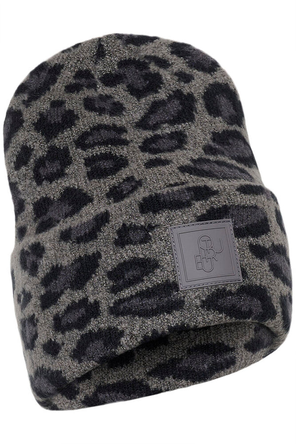 CULTURE Merva Beanie Hat - Grey Leopard