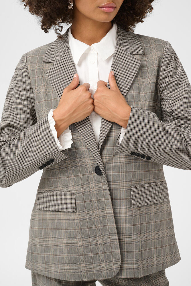 CULTURE Celena Check Blazer - Grey