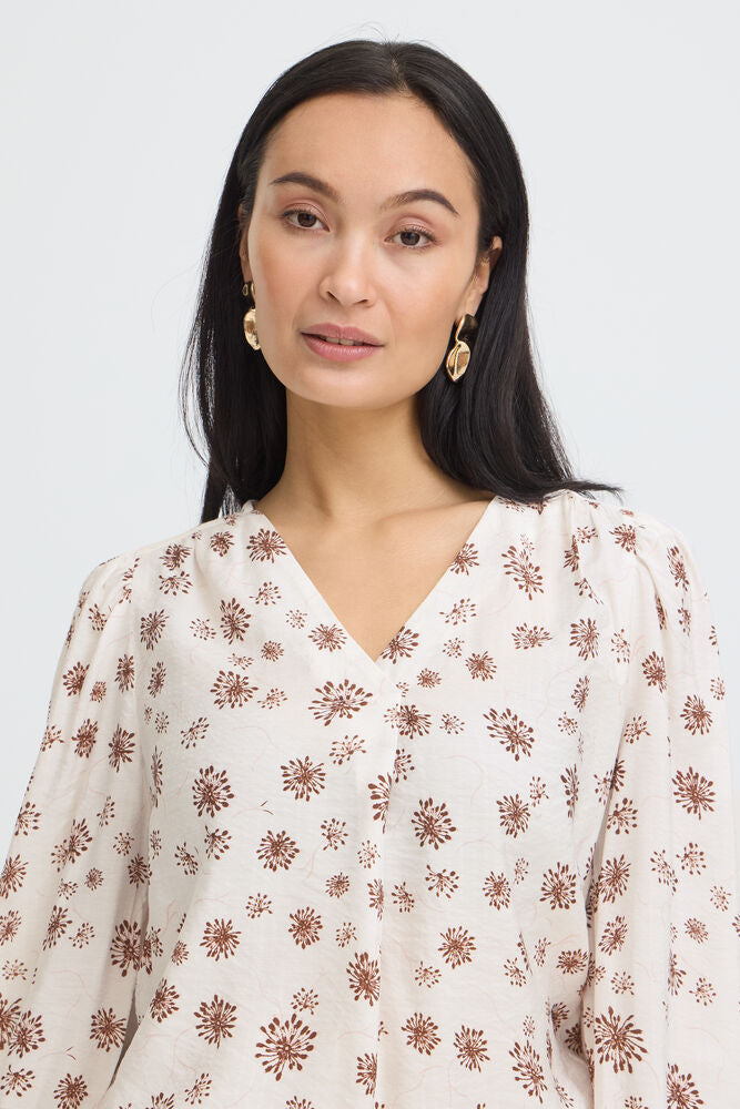 FRANSA Kalia Floral Blouse - White