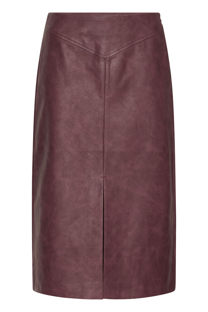 ICHI Kanira Coated Skirt - Burgundy