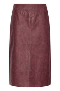 ICHI Kanira Coated Skirt - Burgundy