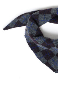 ICHI Agyle Patterned Knit Scarf - Navy Argyle