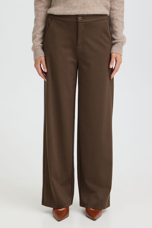 FRANSA Wide Leg Trouser - Brown