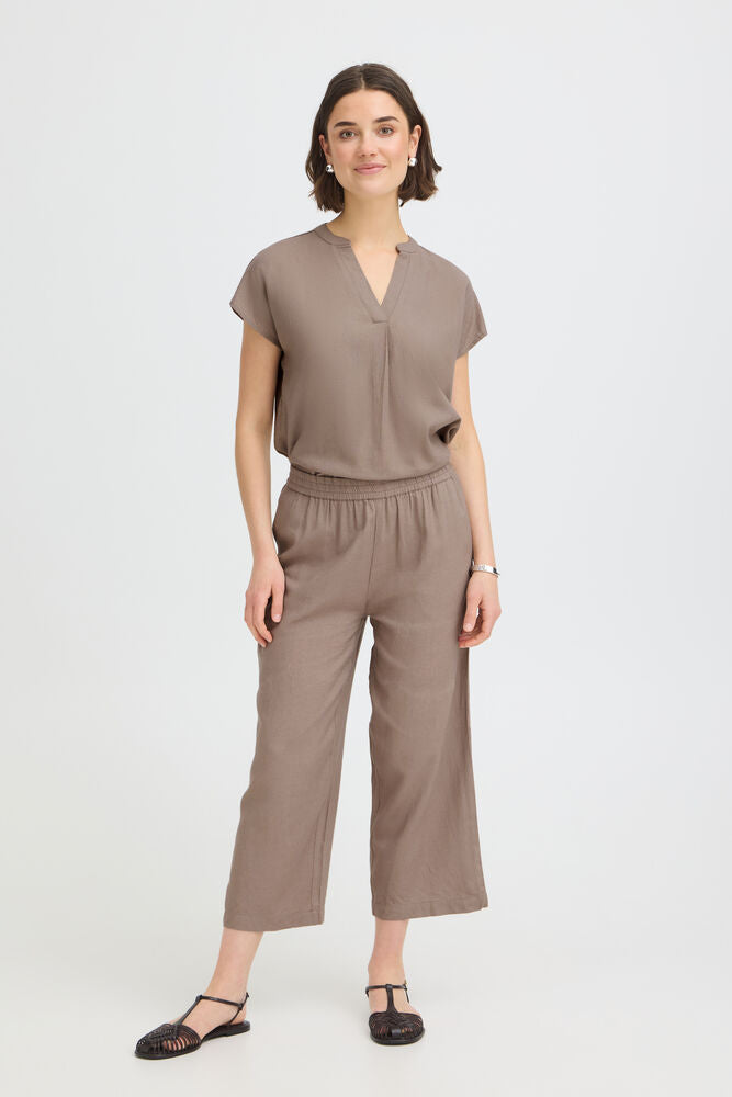 FRANSA Jett Wide Leg Culotte Pants - Taupe