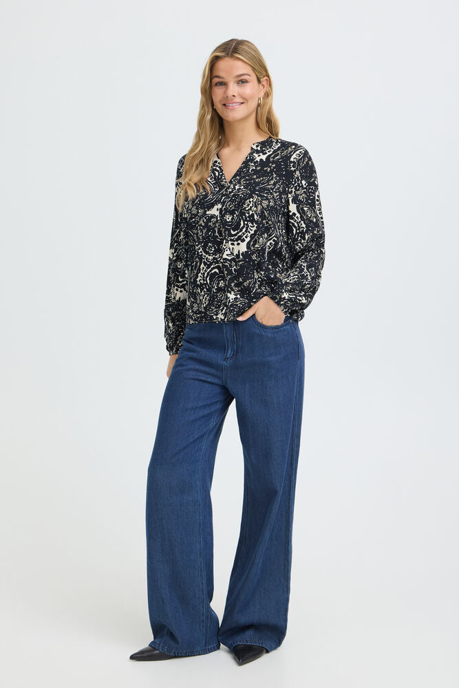 FRANSA Flowa Blouse - Navy Print