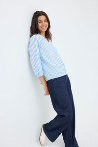FRANSA Catona Blouse - Blue Stripe