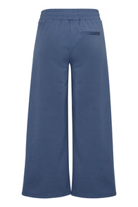 ICHI Kate Wide Cropped Leg Trousers - Blue Mirage