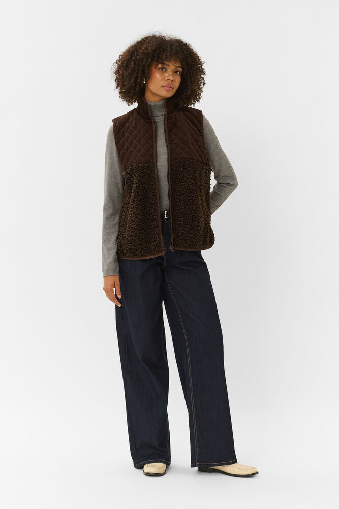 Culture Lenia Textured Gilet - Brown