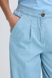 ICHI Barcy Carrot Leg Pants - Light Blue