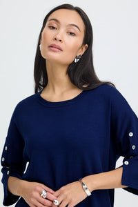 FRANSA Besmock 1/2 Sleeve Pullover - Navy