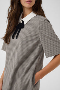 CULTURE Cathlin Check Short Dress - Grey