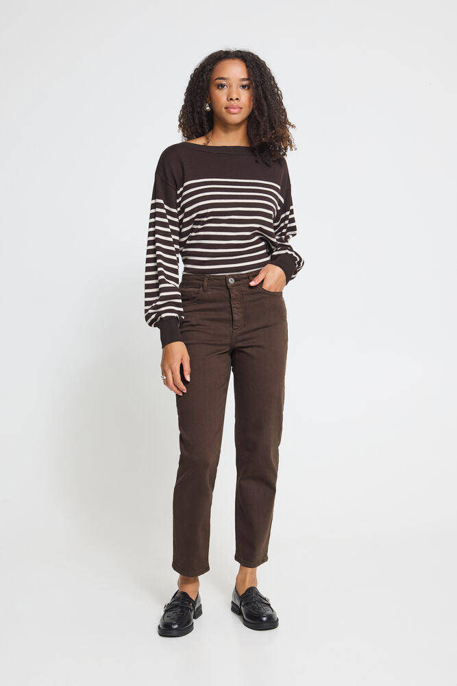 ICHI Ziggy Raven Cropped Jeans - Coffee Bean