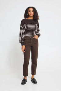 ICHI Ziggy Raven Cropped Jeans - Coffee Bean